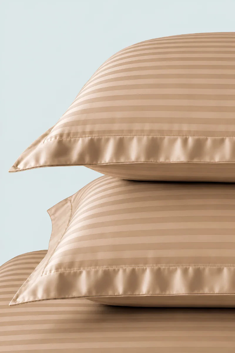 Light Coffee Stripe Fitted Bedsheet - King Size