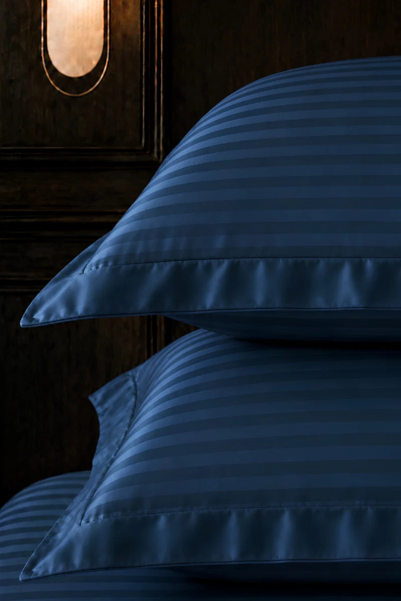 Royal Teal Stripe Fitted Bedsheet - King Size