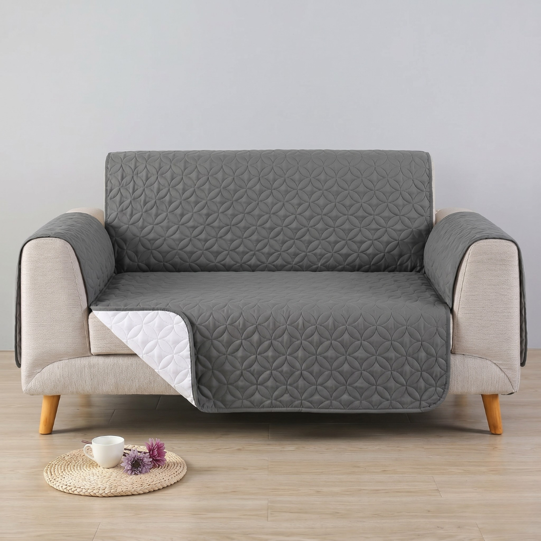 Premium Ultrasonic Quilted Sofa Cover (Grey Color)