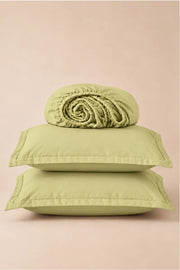 Pale Olive Green Solid 3-Piece Bedsheet Set