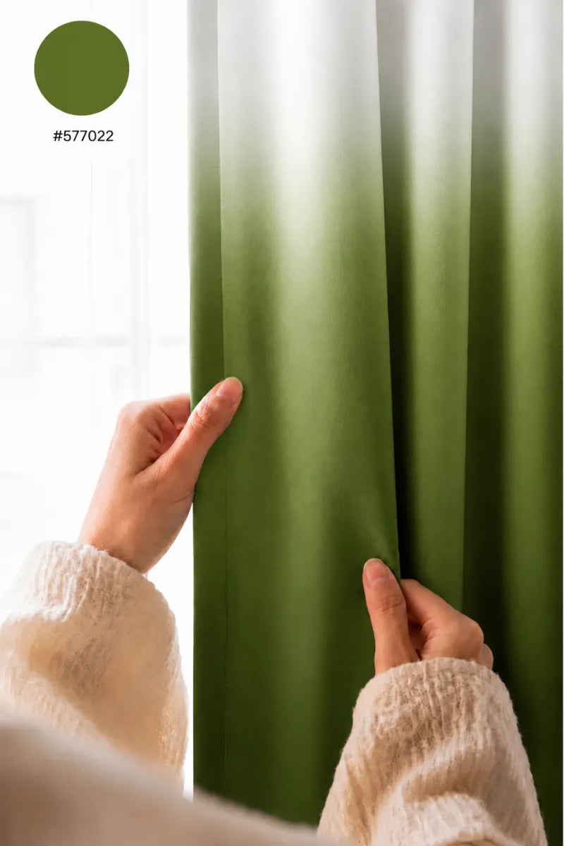 Olive Green (#577022) Dip-Dye Ombre Velvet Curtains – Set of 2 Panels