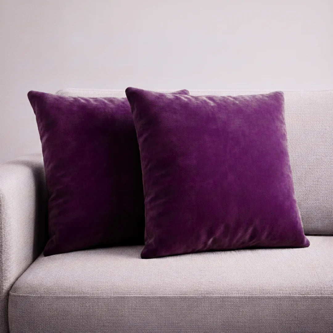 Deep Burgundy Plain Velvet Cushion Set (Pack of 2)
