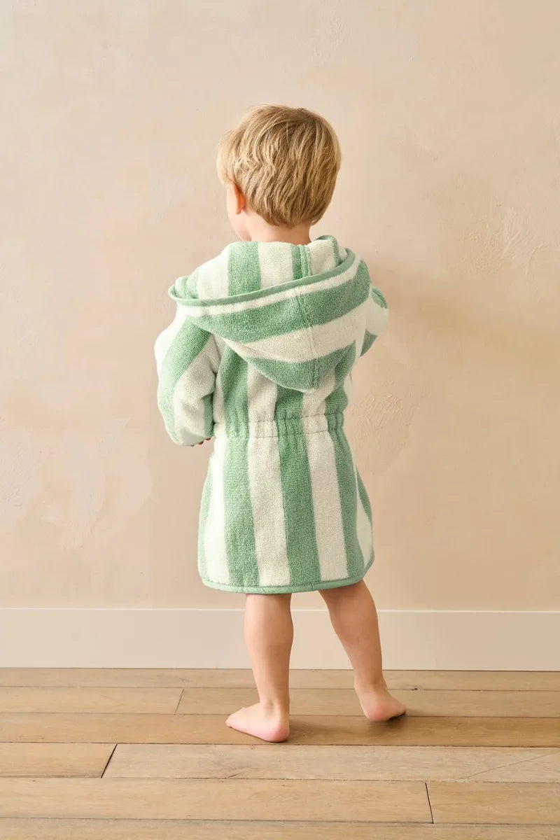 Kids Striped Green Bathrobe (2–4 Years) | Soft & Absorbent