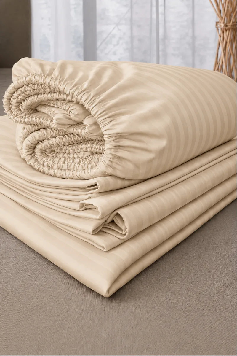 Cream Beige Quilt Cover Set (6PCS - King Size)