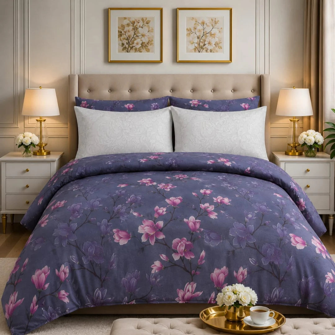 Luxury Export Cotton Double Bed Comforter Set – 87x95 Bedsheet & Pillow Covers