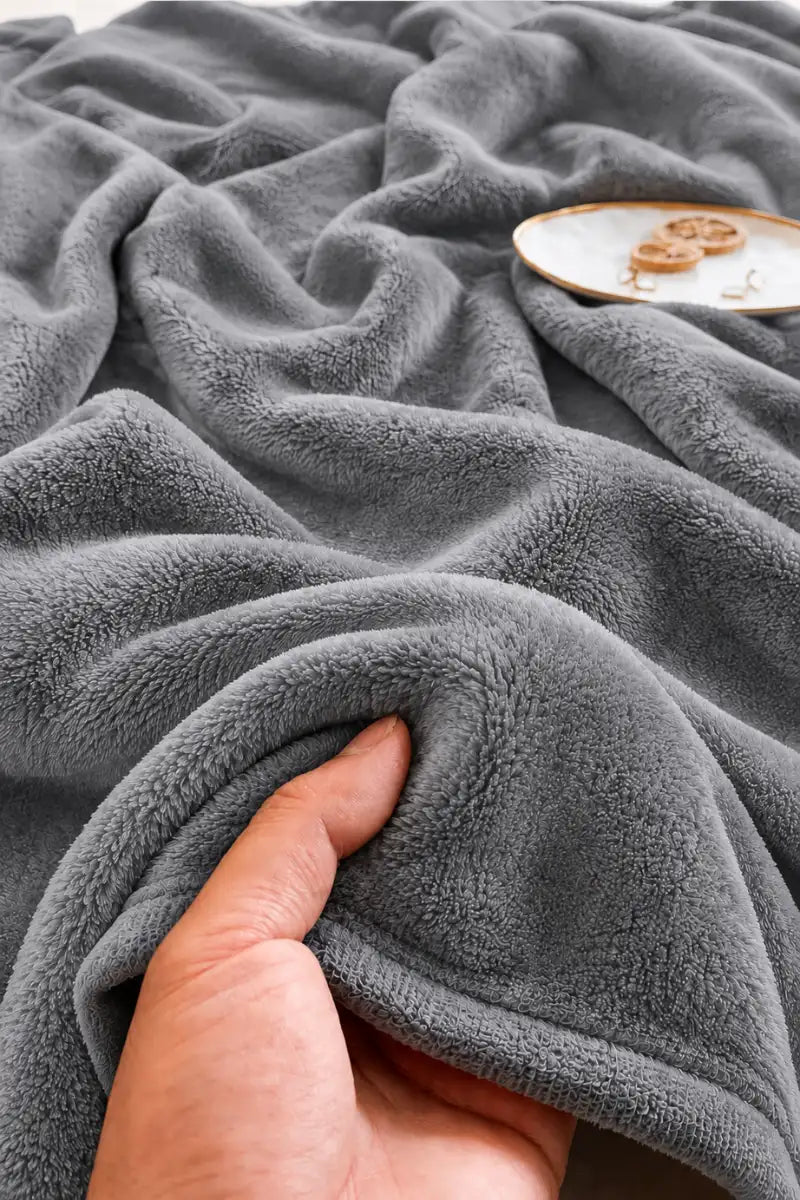 Grey Fleece Throw Blanket