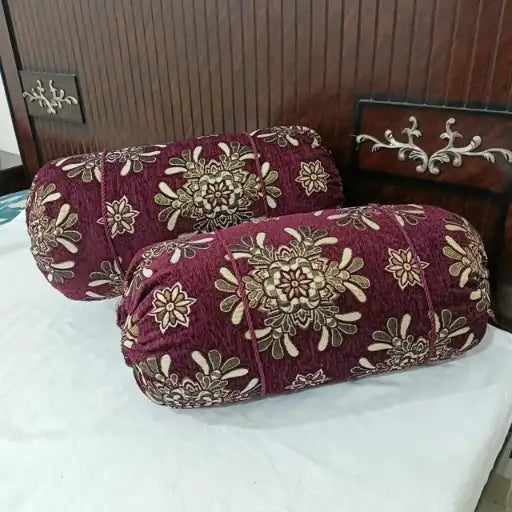 Velvet Jacquard Round Pillow Covers — Pack of 2