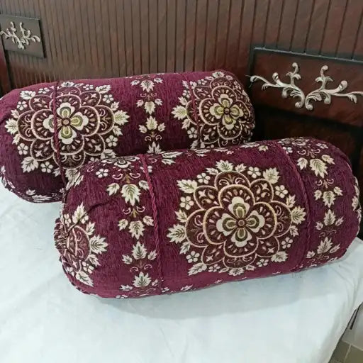 Velvet Jacquard Round Pillow Covers — Pack of 2