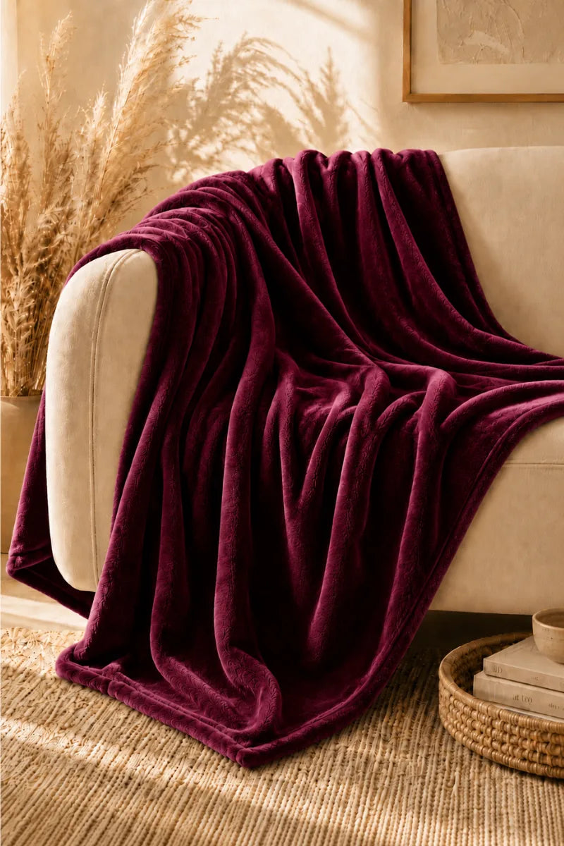 Maroon Fleece Throw Blanket