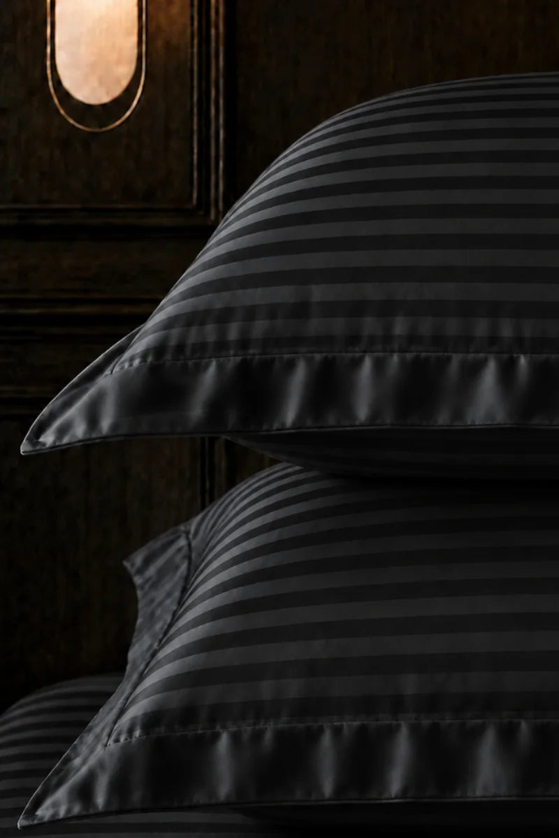 Black Stripe Fitted Bedsheet - King Size