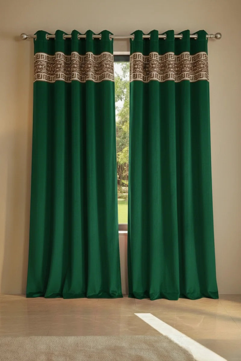 Dark Green Elegant Velvet Curtains Set of 2 for Home Décor