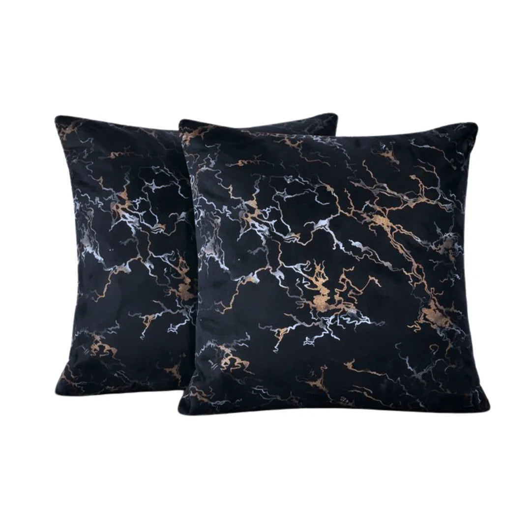 Navy Marble Velvet Cushion – Premium Texture & Hidden Zip (Pack of 2)