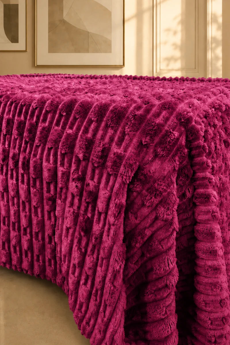 Plum Magenta Textured Plush Blanket