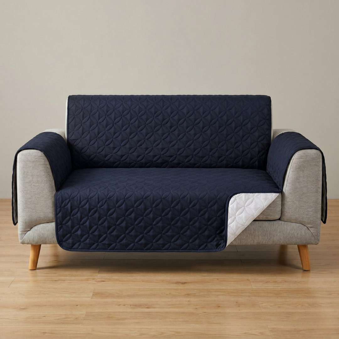 Premium Ultrasonic Quilted Sofa Cover (Navy Blue Color)