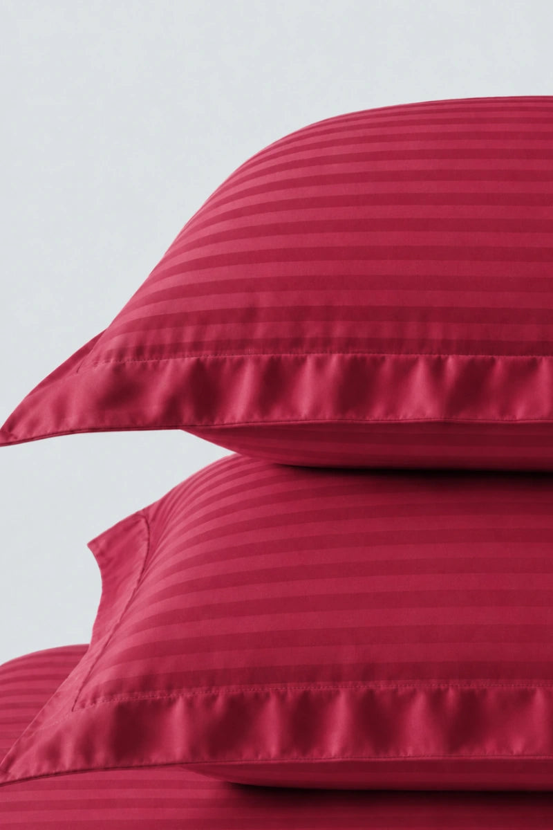 Scarlet Satin Stripe Fitted Bedsheet - King Size