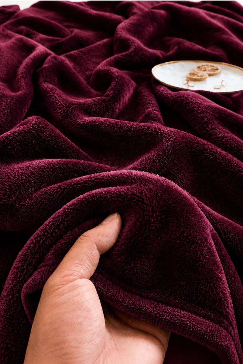 Maroon Fleece Throw Blanket