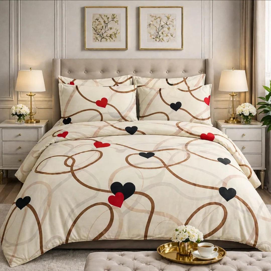 Luxury Export Cotton Double Bed Comforter Set – 87x95 Bedsheet & Pillow Covers