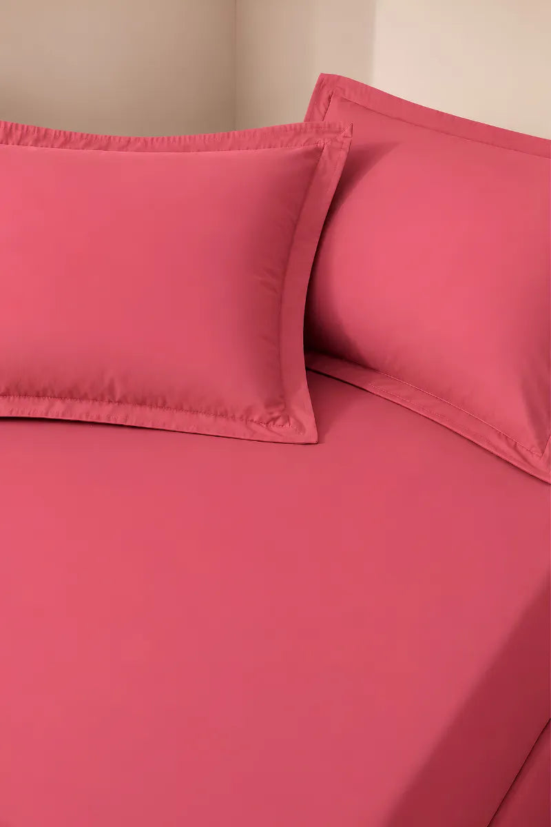 Rose Pink Solid 3-Piece Bedsheet Set