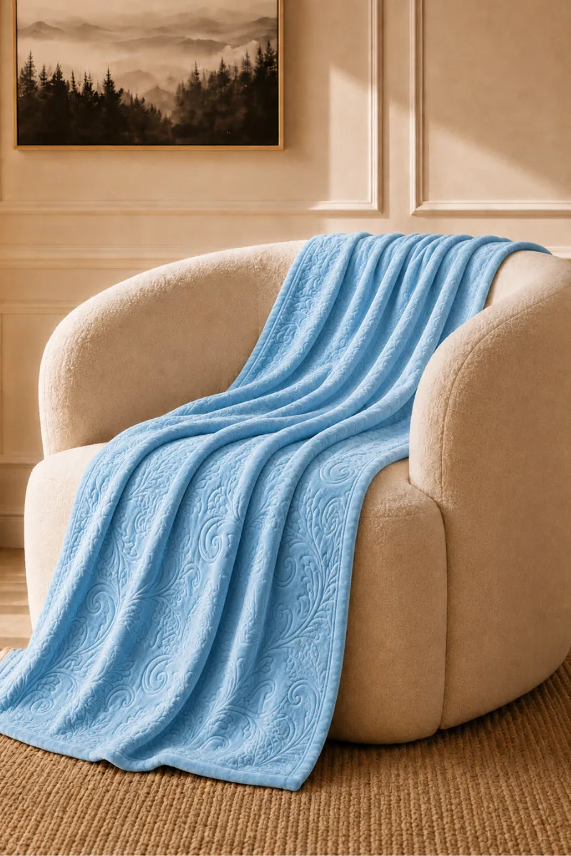 Ocean Blue Embossed Blanket