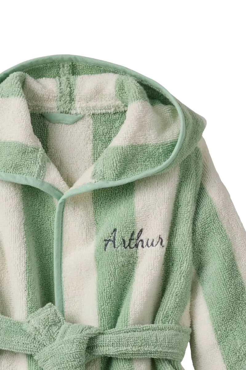 Kids Striped Green Bathrobe (2–4 Years) | Soft & Absorbent