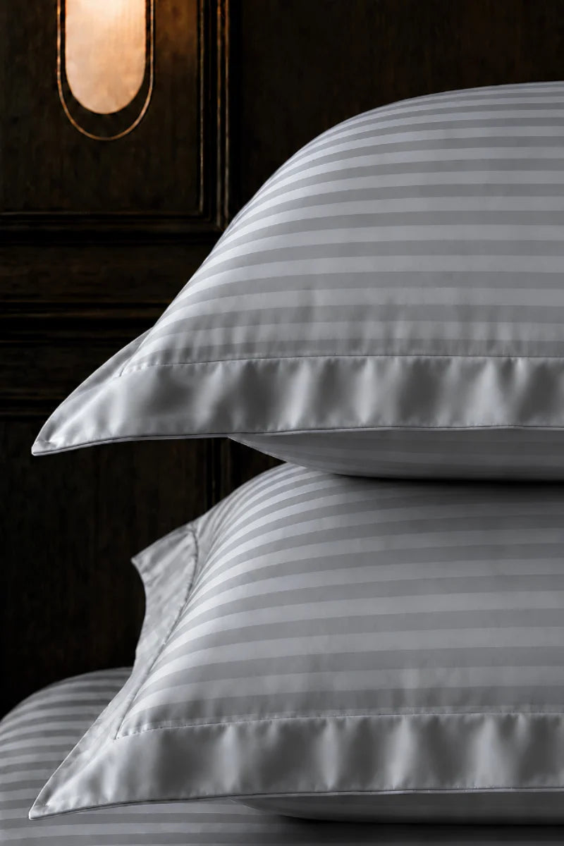 Light Grey Stripe Fitted Bedsheet - King Size