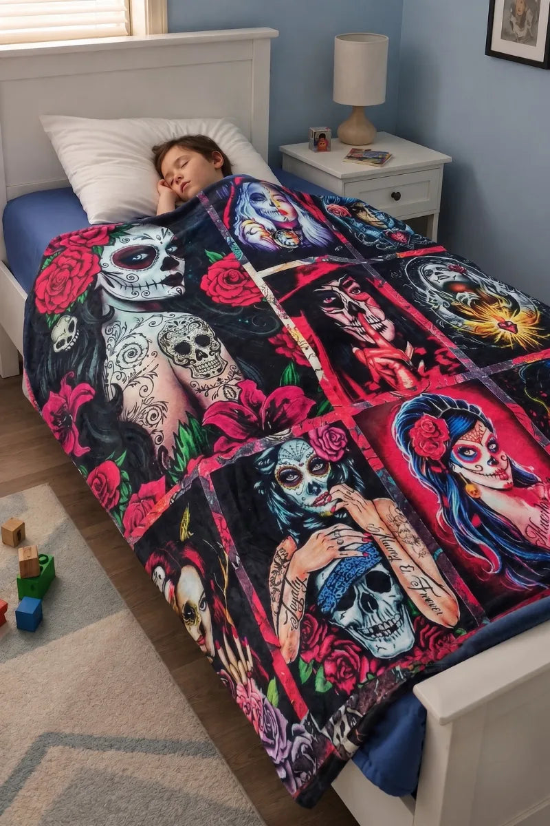 Kids Cute Fleece Blanket – Colorful Printed Design – Size (75" x 55")