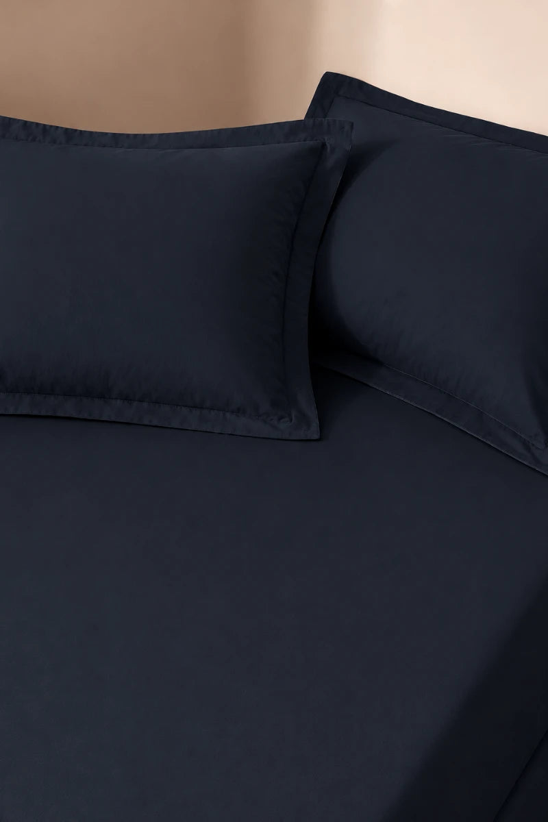 Midnight Navy Solid 3-Piece Bedsheet Set