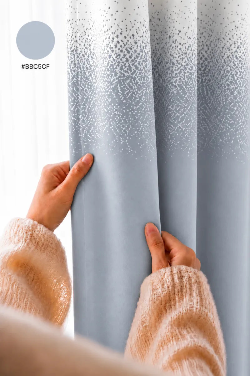 Silver Grey (#BBC5CF) Speckled Ombre Velvet Curtains – Set of 2 Panels