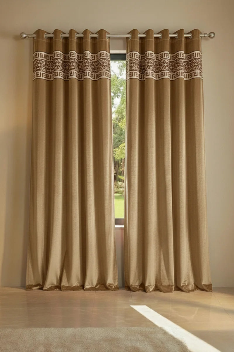 Dull Gold Elegant Velvet Curtains Set of 2 for Home Décor