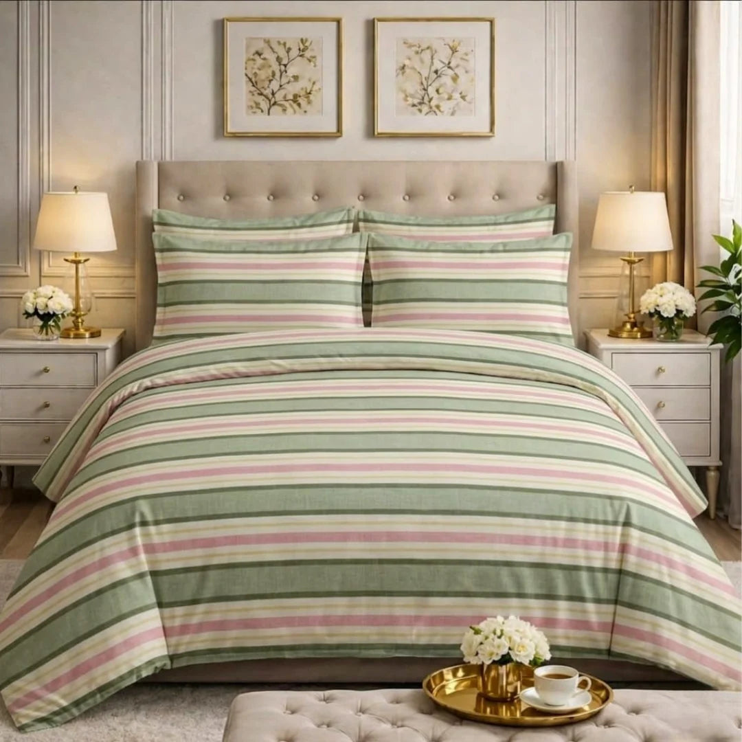 Luxury Export Cotton Double Bed Comforter Set – 87x95 Bedsheet & Pillow Covers