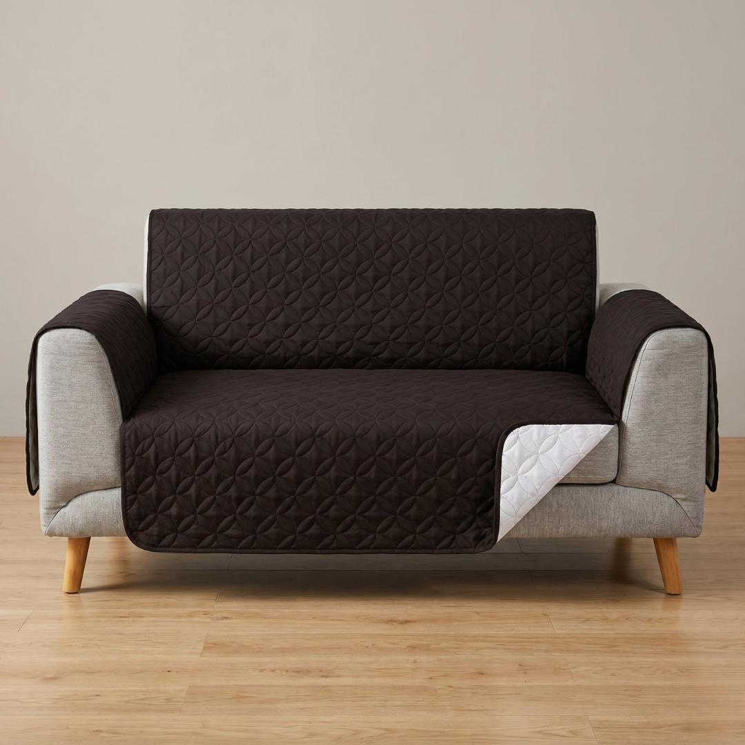 Premium Ultrasonic Quilted Sofa Cover (Dark Brown Color)