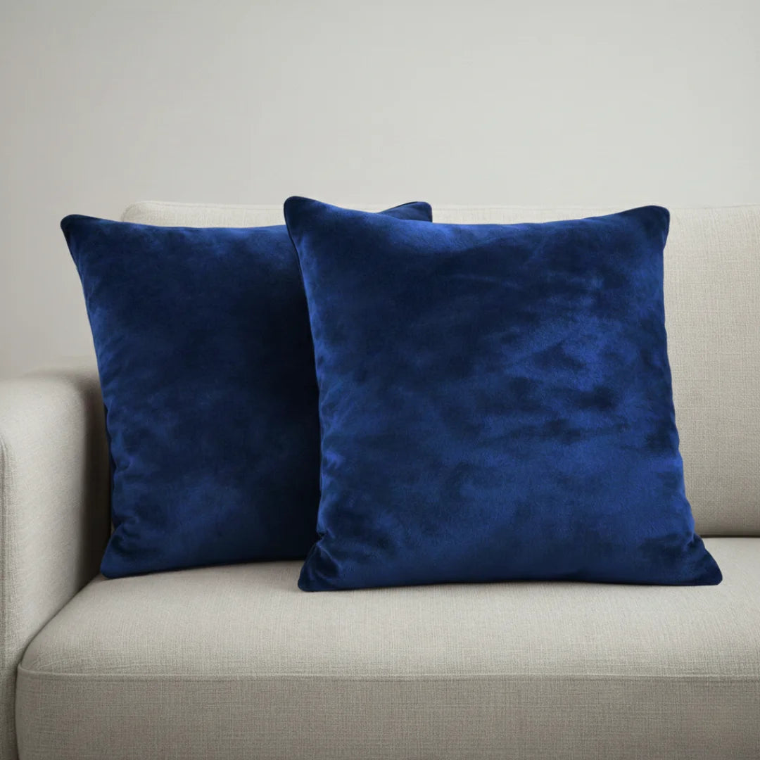 Royal Blue Plain Velvet Cushion Set (Pack of 2)