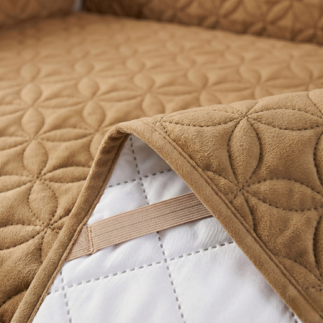 Premium Ultrasonic Quilted Sofa Cover (Copper Color)