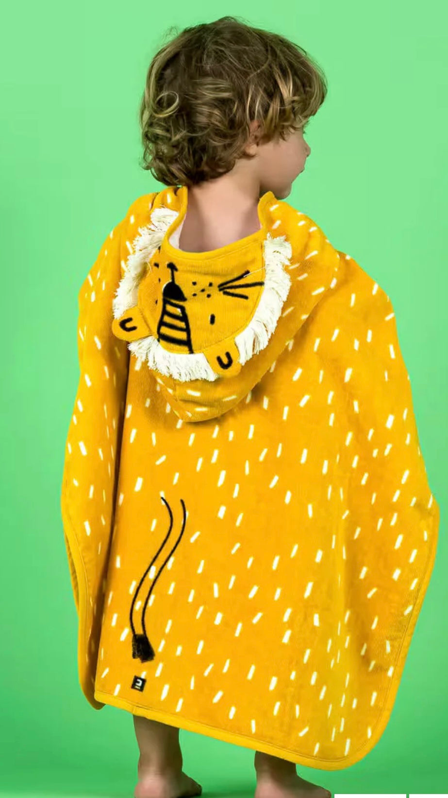 Lion Kids Yellow Hoodie Towel | Printed Poncho Bath Towel