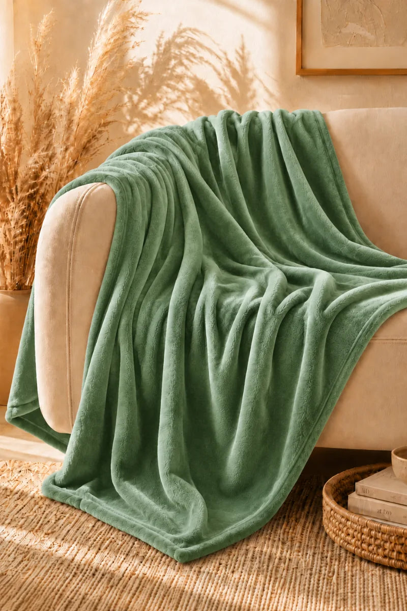 Green Fleece Throw Blanket