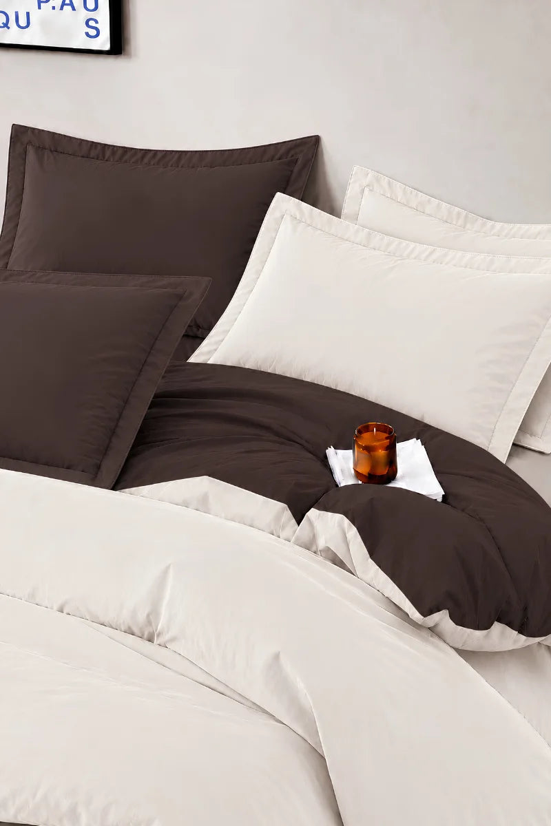 Chocolate Brown & Ivory Reversible 6-Piece Duvet Cover Set