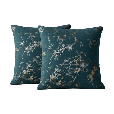 Teal Marble Velvet Cushion – Premium Texture & Hidden Zip (Pack of 2)