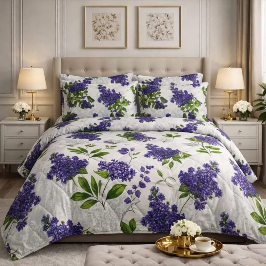 Luxury Export Cotton Double Bed Comforter Set – 87x95 Bedsheet & Pillow Covers