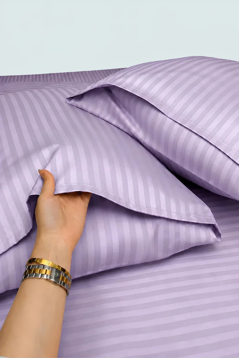 Violet Stripe Fitted Bedsheet - King Size