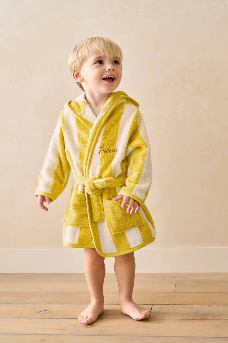 Kids Striped Yellow Bathrobe (2–4 Years) | Comfortable & Stylish