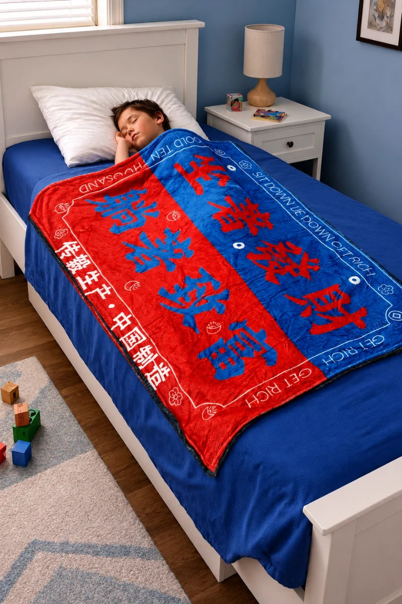 Kids Happy Fleece Blanket – Colorful Cartoon Design – Size (38" x 19")