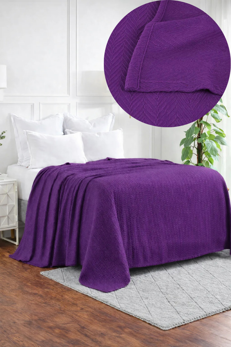 Zig-Zag Chevron Cotton Thermal Blanket – All-Season Cozy Throw