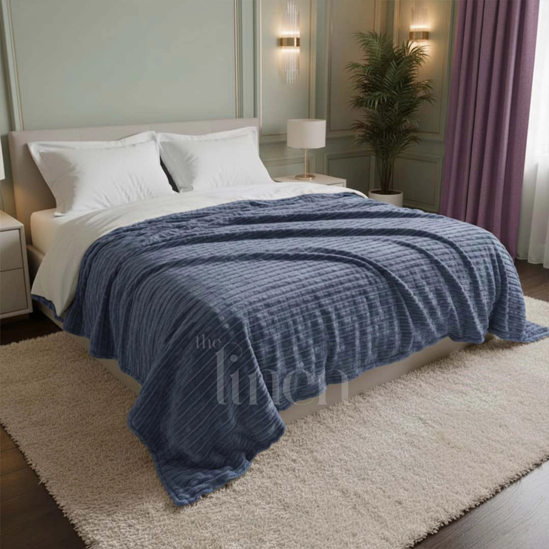 Ice Blue Textured Plush Blanket