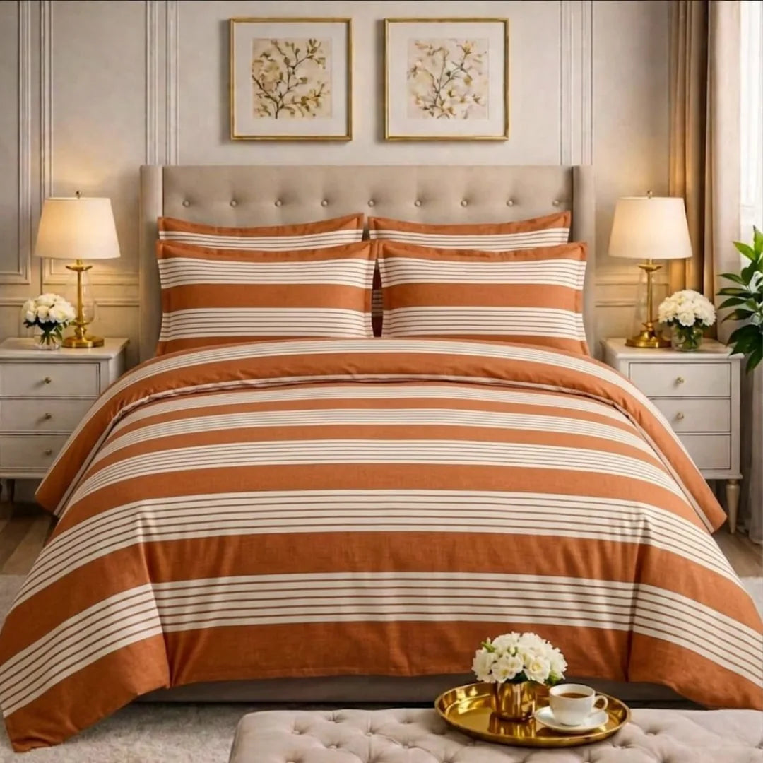 Luxury Export Cotton Double Bed Comforter Set – 87x95 Bedsheet & Pillow Covers