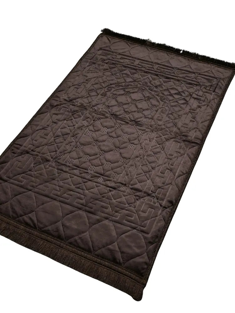 Luxury Velvet Embossed Prayer Mat (Dark Brown)