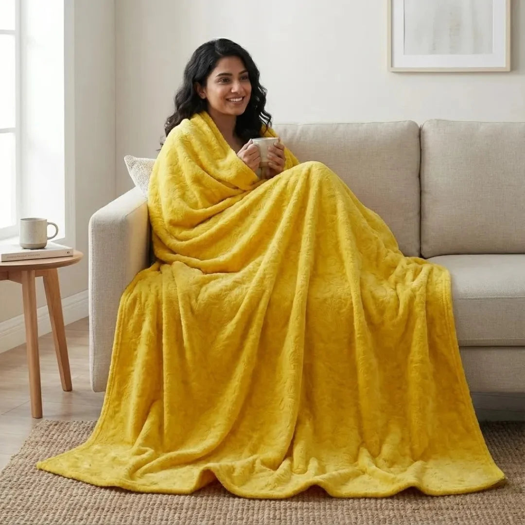 Lemon Yellow Embossed Blanket