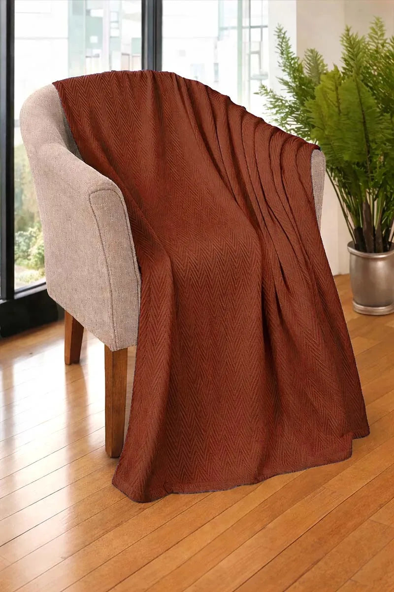 Zig-Zag Chevron Cotton Thermal Blanket – All-Season Cozy Throw