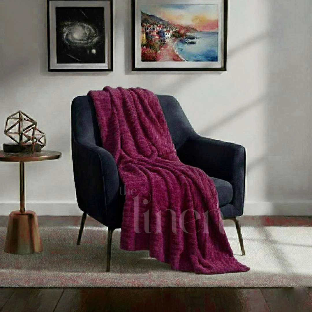 Luxurious Maroon Embossed Blanket | Coral AC Fleece