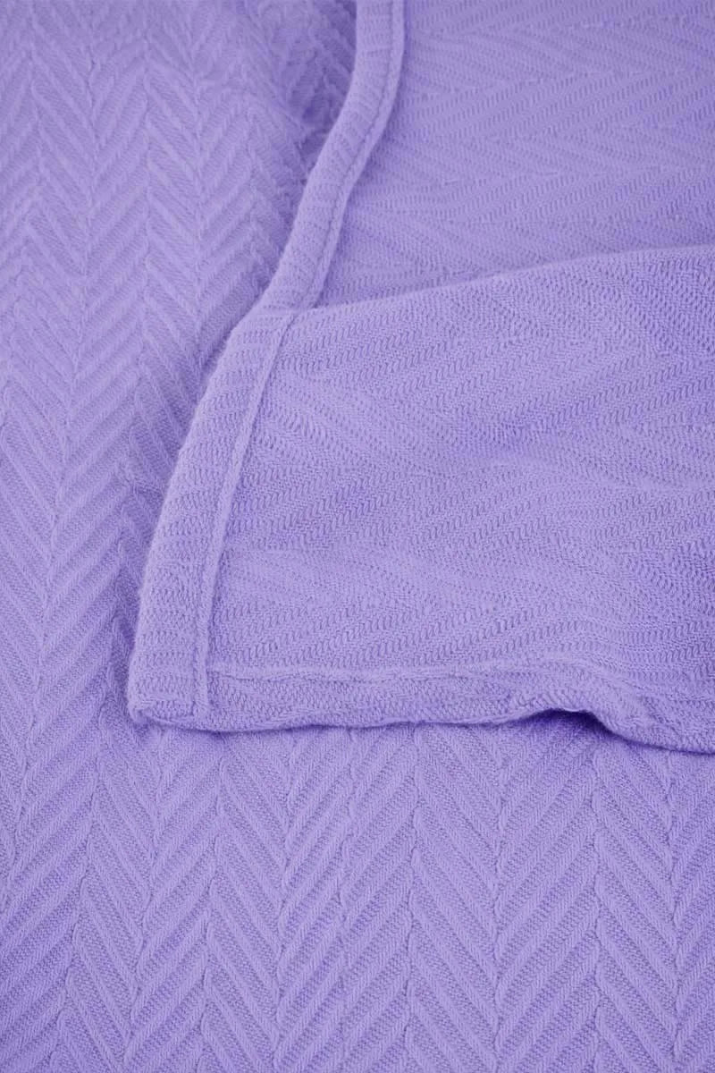 Lavender Purple Thermal Cotton Blanket - Zig-Zag Chevron Texture