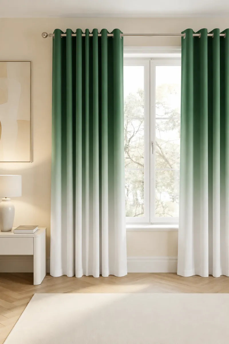 Forest Green (#244D27) Frosted Ombre Velvet Curtains – Set of 2 Panels